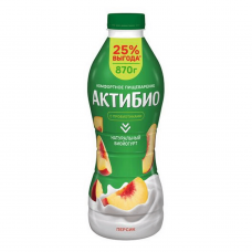 АктиБио Биойогурт обогащенный Персик 1,5% 870г Бут.ТП6