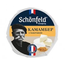 Сыр мягкий с белой плесенью "CAMEMBERT" с пажитником т.м. Schonfeld, 45%, 125г/8шт