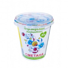 Сметана Фермерская Литвиновская 10 % 0,300 кг.стакан (ГК 6)