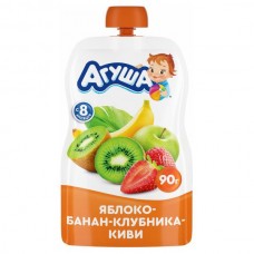 Пюре фрукт Агуша Ябл-Бан-Клуб-Киви  90 гр*10 пауч-пак