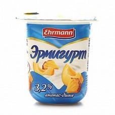 Эрмигурт молочный 3,2% 4х100г Продукт йогуртный пастеризованный с ананасом и дыней (ГК 24)