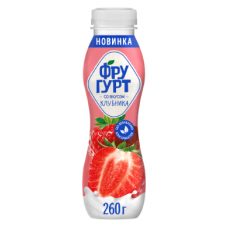 Фругурт Напиток кисломолочный Клубника 1% 260 ПЭТ 6Х (6шт в упак)