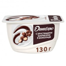 ДАНИССИМО  продукт творожный с хруст. шариками Натуральный 7,2% 130 гр Форм.стакан (ГК 8)